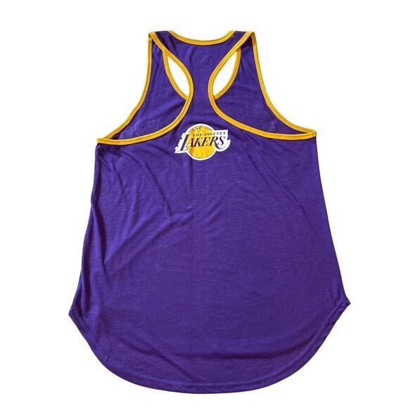 LA Los Angeles Lakers Tank Top Womens Med Purple Yellow Racer Back Lightweight - Picture 2 of 8